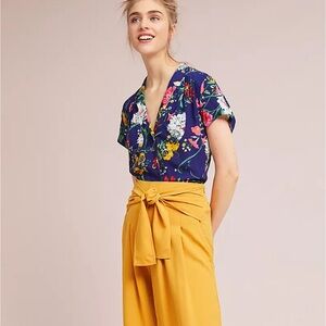 Maeve Anthropologie Tropical Floral Print Button Down Size 2